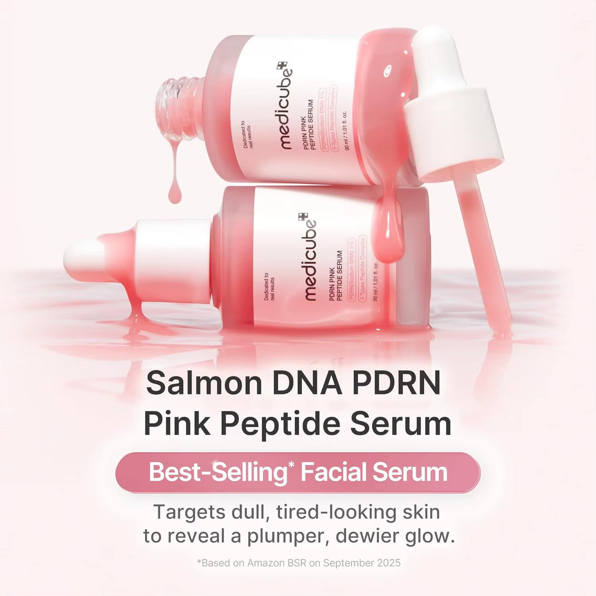 Medicube Salmon Dnapink Peptide Serum, Pink Glow Serum, Peptide, Niacinamide, Hydrating Moisturizing & Firming Uneven Skin Serum