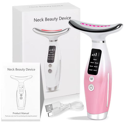 EMS Micro-Current Neck Face Beauty Device 7 Color Facial Massager for Enhanced Face Neck and Shoulder Care with Vibrating