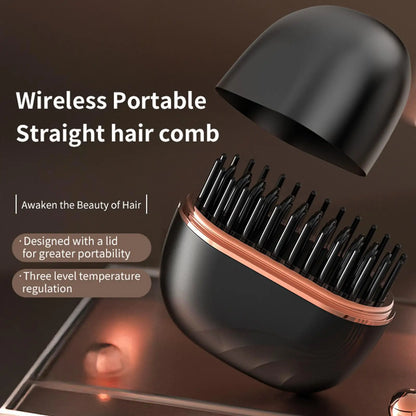 Electric Heating Straightener Portable Hair Straightener Brush Anti-Scald Shel Cordless USB Rechargeable Straightener for Women