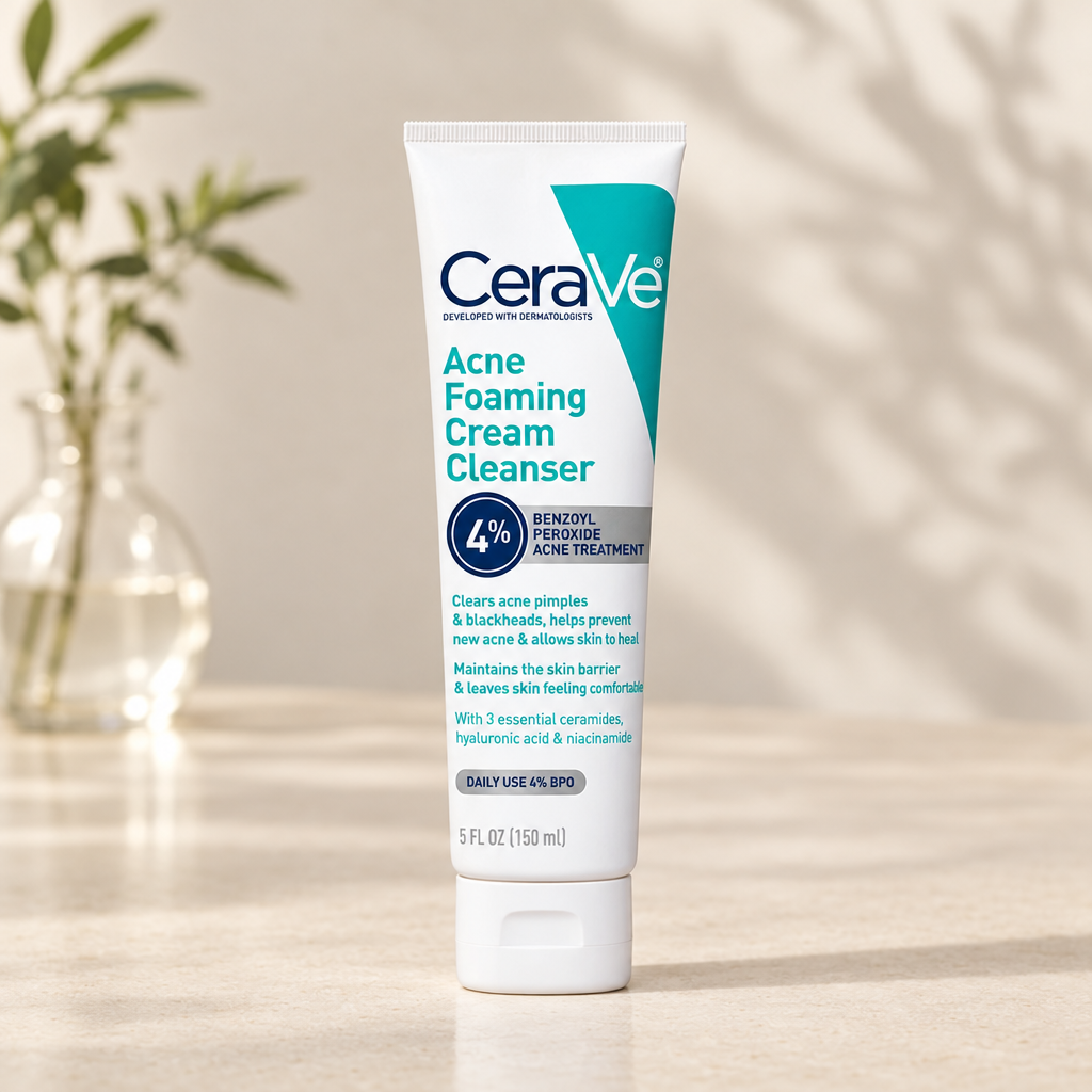 Acne foaming cream cleanser image concept