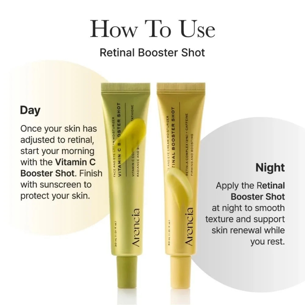 30Ml Arencia Retinal Brighten Firming Boosting Moisturizer Vitaminc Booster Shot Glutathione Face Eye Cream Day Night Cream Duo